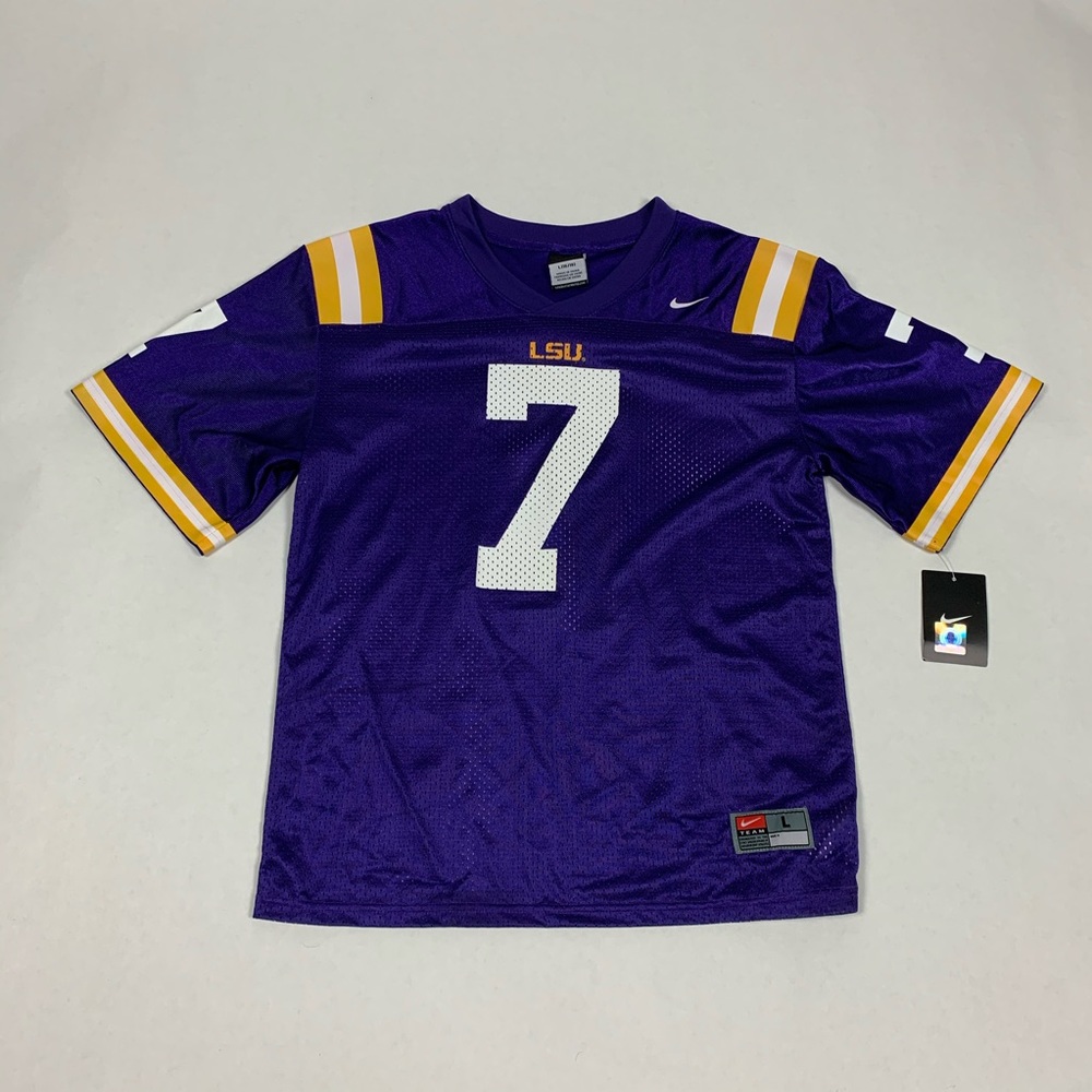 NWT Boys Nike LSU Authentic Jersey #7 L
